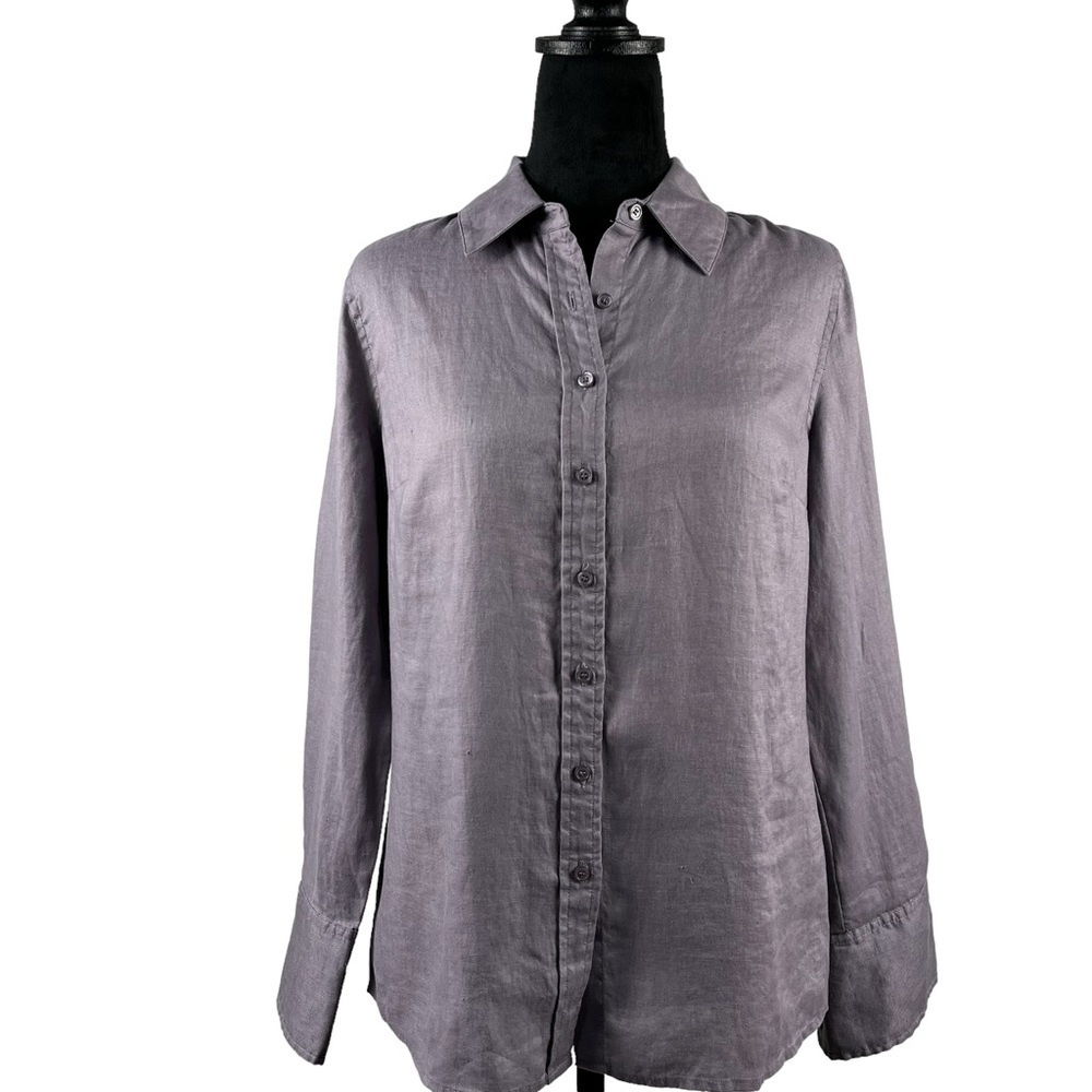 Soft Surroundings Go To Linen  Long Sleeves Button Up Shirt